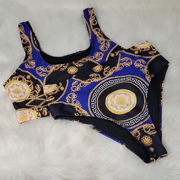 Fashion Nova Black and Gold Swimsuit - Picture 4 of 9